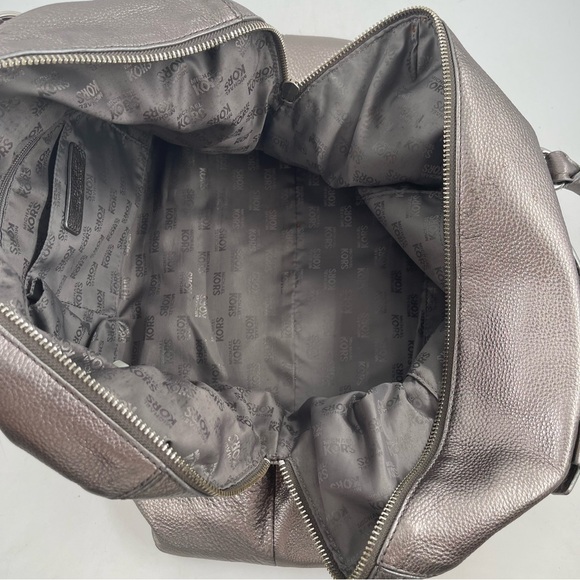 Michael Kors Hamilton Weekender Extra Large Gorgeous Pewter Pebbled Leather Bag - Picture 14 of 16